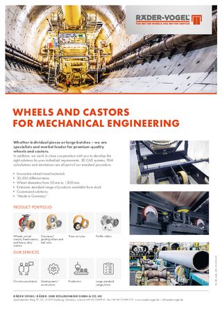 Wheels and castors for mechanical engineering